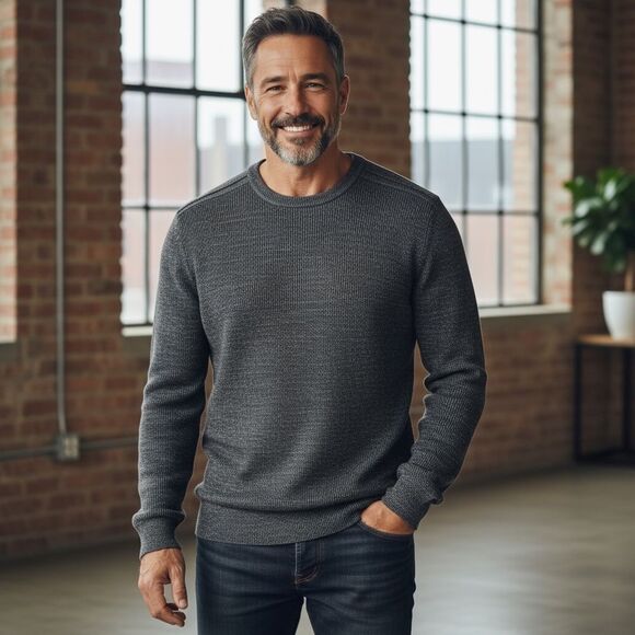 Michael Kors Charcoal Gray Sweater mens large sweater weather fall wool blend - Picture 1 of 6